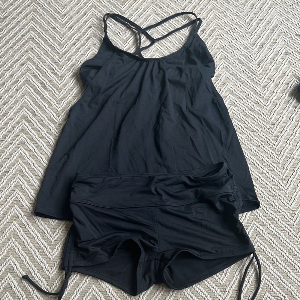 Athleta Black Bikini Set with Crisscross Straps